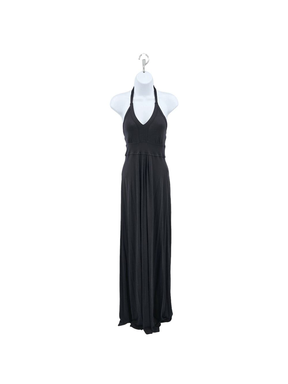 Banana Republic Black Halter Stretch Maxi Dress Womens Small Tie Neck Open Back